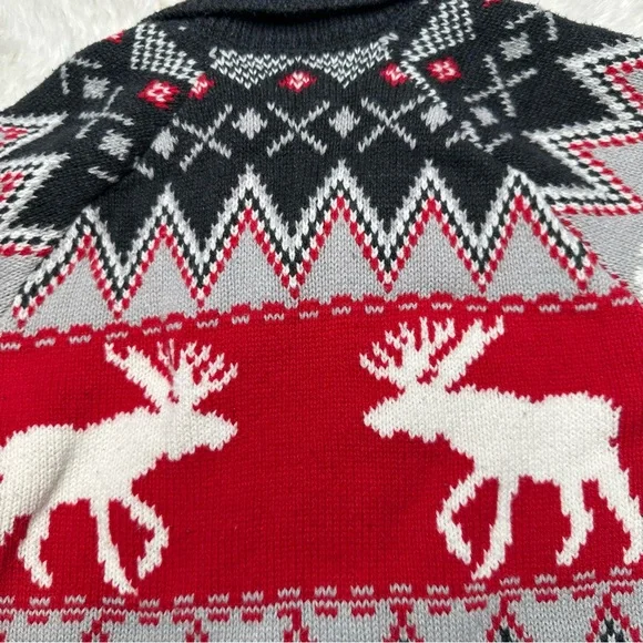 Hatley Sweater Buttoned Festive Red/White/Grey Size 6 - Picture 13 of 16